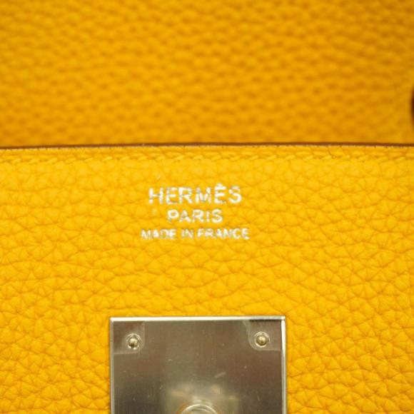 HERMES Handbag Birkin 30 C Engraved Togo Jaune Ambre Silver Hardware Ladies - Picture 5 of 6